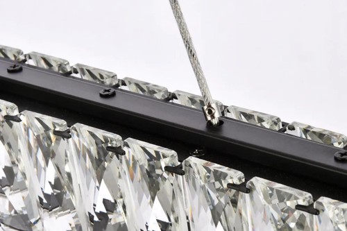 Crystal Chandelier LED Modern Black Foyer or Dining Room Light Fixture 42 inch - Picture 9 of 9