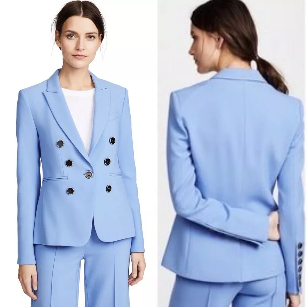 Baby blue double breasted blazer sales