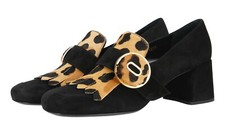 AUTÉNTICOS ZAPATOS DE SALÓN PRADA DE LUJO 1D723H PONY LEOPARDO NUEVOS