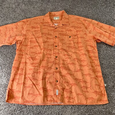 Cabelas Shirt Adult Extra Large Orange Button Up Camp Pocket Fishing Outdoor Men