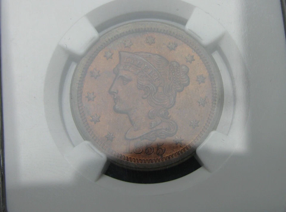 1855 Braided Hair Large Cent Penny ---- MS-65 RB NGC ---- #765A - Image 3 of 4