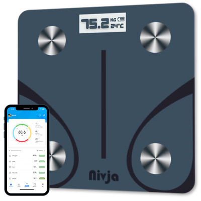 Nivja Bluetooth Körperfettwaage Smart BMI Digitale Körperzusammensetzungswaage