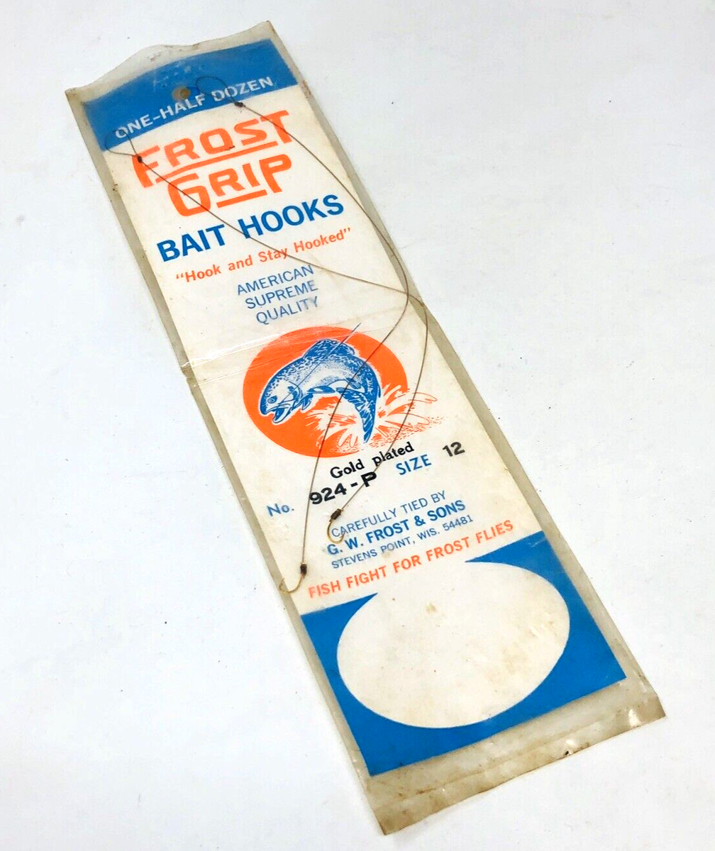 Vintage NOS Frost Grip Bait Hooks 924-P Size 12 Gold Plated Fishing Tackle  | eBay