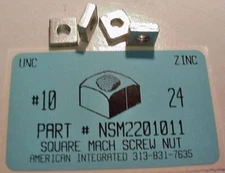 #10-24 SQUARE MACHINE SCREW NUTS STEEL ZINC PLATED 3/8 AF X 1/8 TH (50)