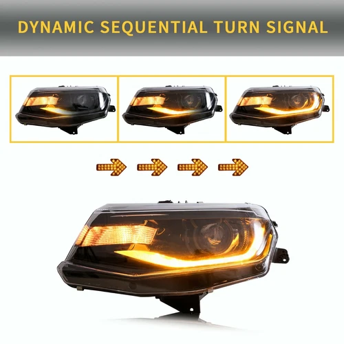 VLAND LED Headlights For 2016-18 Chevrolet Chevy Camaro LS LT SS Sequential 1Set - Picture 3 of 11