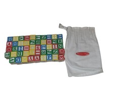 Melissa  Doug Wooden Blocks Letters  Numbers 49 Blocks And Bag