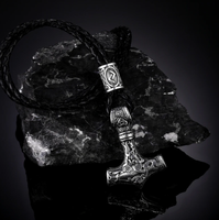 Nordische Halskette Thors Hammer Keltisch MjöLnir Vegvisir Wikinger Silber 60Cm