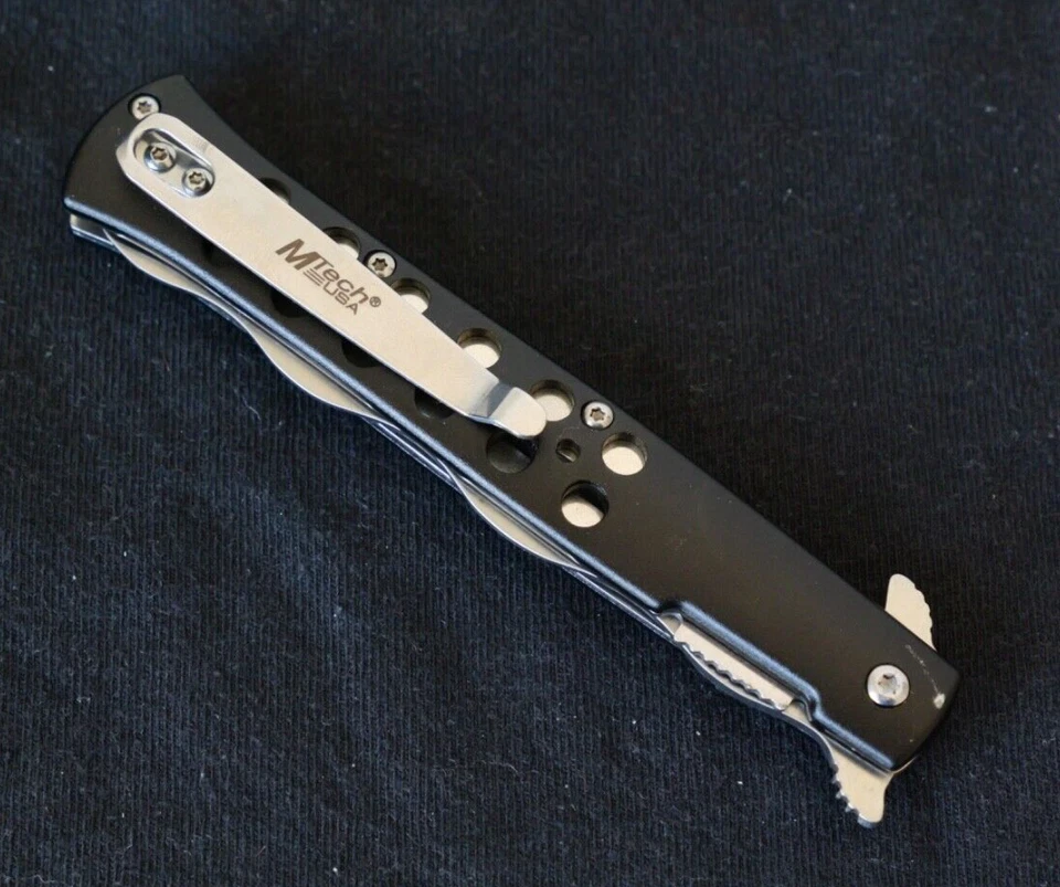 Faca de bolso Kris Blade preta assistente de mola tamanho completo 9" geral afiada rara - Imagem 4 de 4