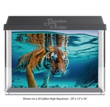 Tiger Swimming Lake Sea Polyester Fish Tank Glass Backdrop Aquarium Background