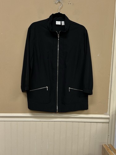 Zenergy by Chicos schwarze 3/4 Arm Full Zip Jacke Gr. 3 (XL/16)