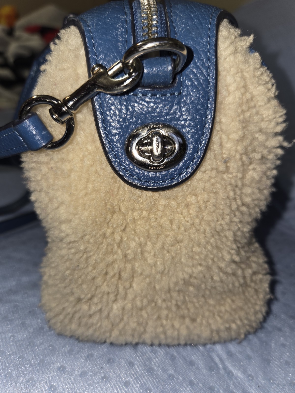 Authentic COACH  Shearling/Leather MINI BENNETT S… - image 11