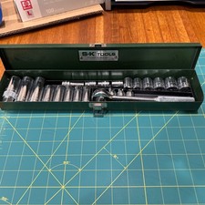 Vintage Sk Tools 22 Piece 38 Drive Metric 6 Point Socket Set Metal Case