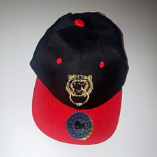 BK Caps Black & Red Solid Baseball Cap Men's One Size w/ Lion Head Ring Logo