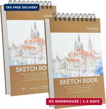 Crehatos 5.5" x 8.5" Small Sketch Book, Top Spiral Bound Sketch Pad, 100 Sheets