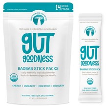 Organic Prebiotic Baobab Powder Stick Packs - Daily Fiber, Digestive Health, ...