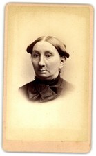 Antique Cdv Circa 1870s A. Shaw Warren Old Gorgeous Lady In Dark Dress Boston Ma