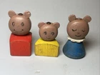 Qty 3 Vintage Fisher Price Wood Little People Goldilocks Bears Papa & Baby Lot A