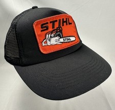 Stihl Trucker Black Foam Fabric Mesh Back Hat Cap Chainsaw Logo Patch SnapBack