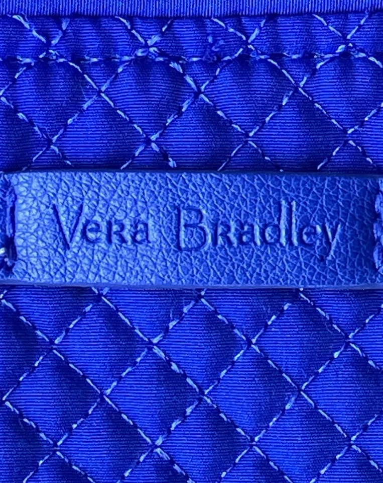 VERA BRADLEY Quilted Microfiber Tote Purse Hand Shoulder Bag Shopper Royal Blue - Image 3 of 4
