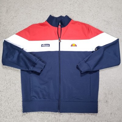 Ellesse Caprini Track Top Jacket Blue White Red Medium Retro 80s Casuals Vintage