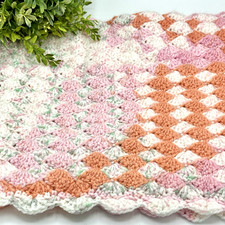 Handmade Crocheted Baby Afghan Lap Blanket Pastel Scalloped 22x29 Pet Throw