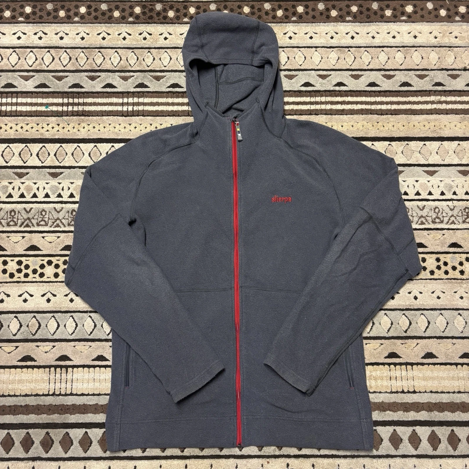 Sherpa Sweatshirt Men’s XL Helambu Zip Up Fleece Hoodie Gray Red