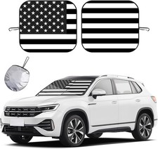 2 PCS Car Windshield Sun Shade, Auto Sun He Color: Black Flag-M 28 31 inches