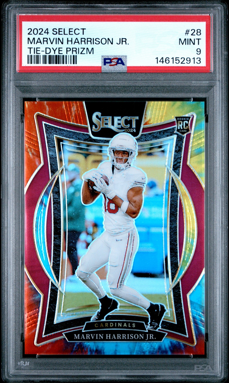 2024 PANINI SELECT TIE-DYE PRIZM #28 MARVIN HARRISON JR. ROOKIE RC 19/25 PSA 9