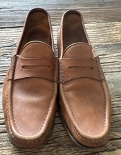 Polo Ralph Lauren Cognac Brown Leather Penny Loafers Sz.10D Slip On Italian 700
