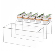 Acrylic Shelf Riser 12x5.5x5 pack of 2, Countertop Acrylic Display Storage Or...