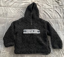 Felpa con cappuccio donna Christian Dior nera in pile shearling taglia M