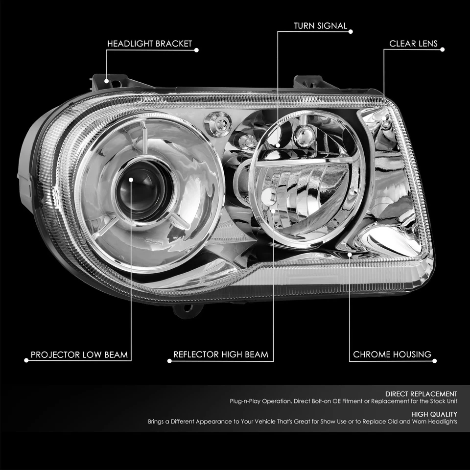 Lâmpada para farol projetor lateral direito Chrysler 300 Dodge Charger Magnum 05-10 - Imagem 2 de 4