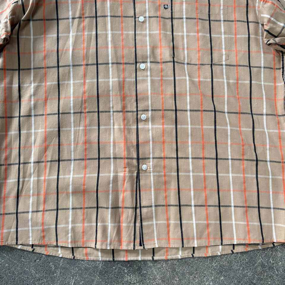 Camisa Kani De Colección Para Hombre 2XL XXL Marrón A Cuadros Calle Abotonada Manga Corta Y2K Foto 3 de 4