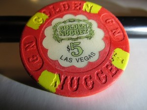 Golden Nugget Las Vegas RED $5.00 Gaming Chip