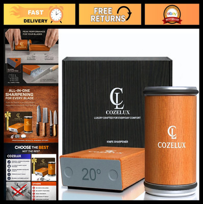Knife Sharpener Kit - 400 & 3000 Grit Diamond/Ceramic Discs, Magnetic Angle Guid