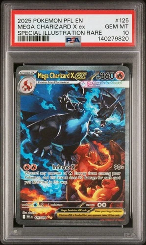 2025 POKEMON PFL EN-SPECIAL ILLUSTRATION RARE #125 MEGA CHARIZARD X EX PSA 10