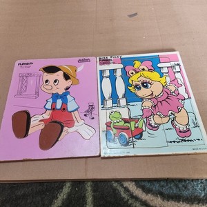 Playskool Vintage Wooden Puzzle Pinocchio AND Muppets Qty 2