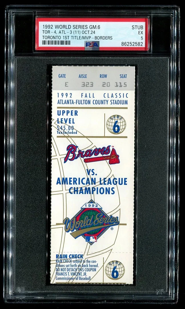 Toronto Blue Jays Baseball 1992 Vintage Sports Ticket Stubs for