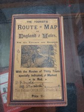 TOURISTENROUTENKARTE ENGLAND & WALES um 1895 - mit 30 Routen für Radfahrer