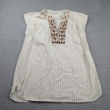 Madewell Embroidered Belize Cover Up Tunic Women's Large Summer Dune Striped Top