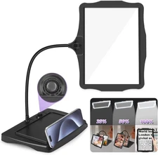 Large 5X Rechargeable Magnifying Glass with Light and Stand, 50 LED Flexible Goo