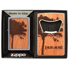 Zippo Gift Set Street Chrome Finish Windproof Lighter and Bottle Opener 49066