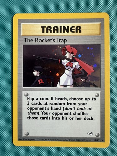 Pokémon TCG The Rocket's Trap Holo Card Gym Heroes 19/132 Ex Condition WOTC