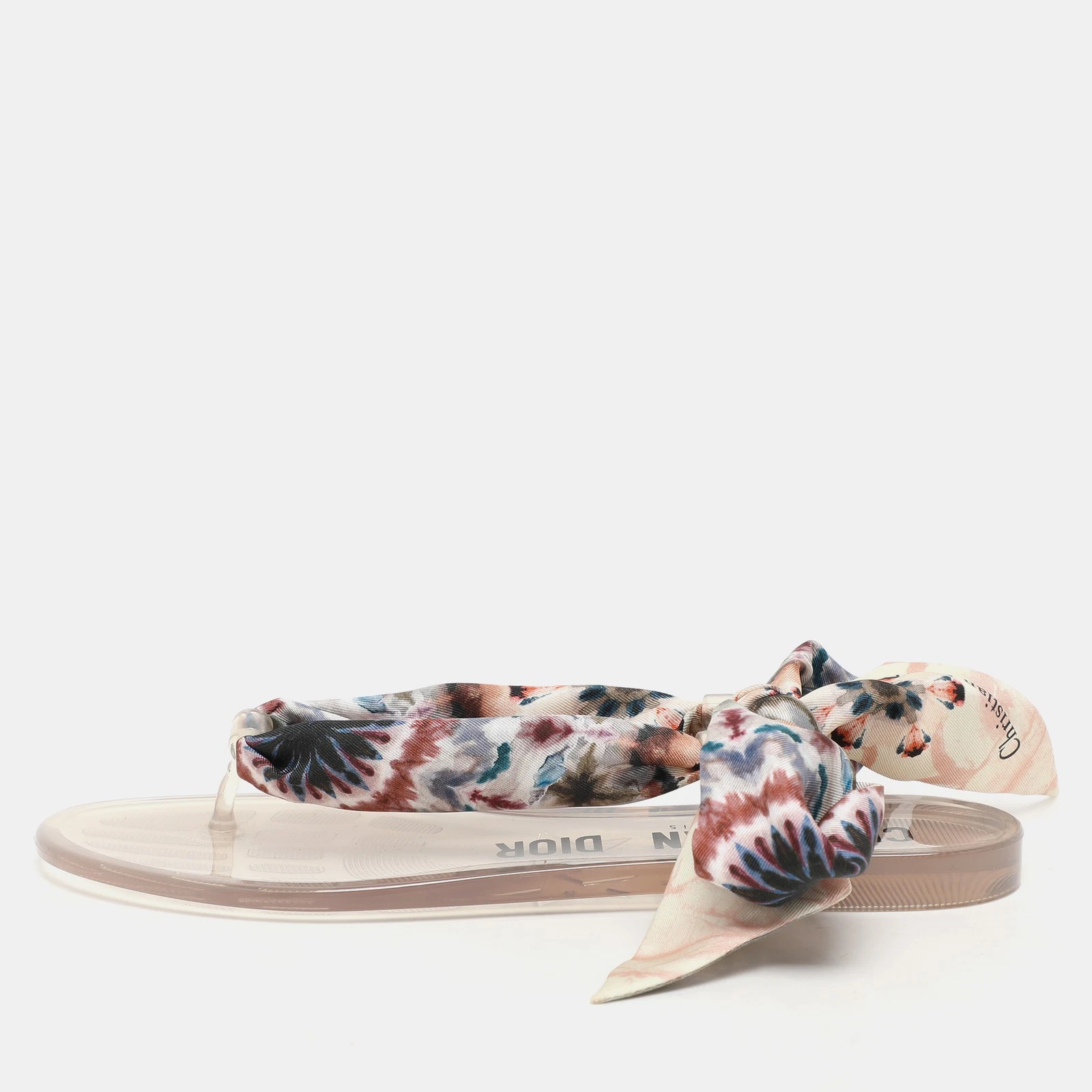 Sandales string Dior multicolore soie kaléidiorscopique taille 38