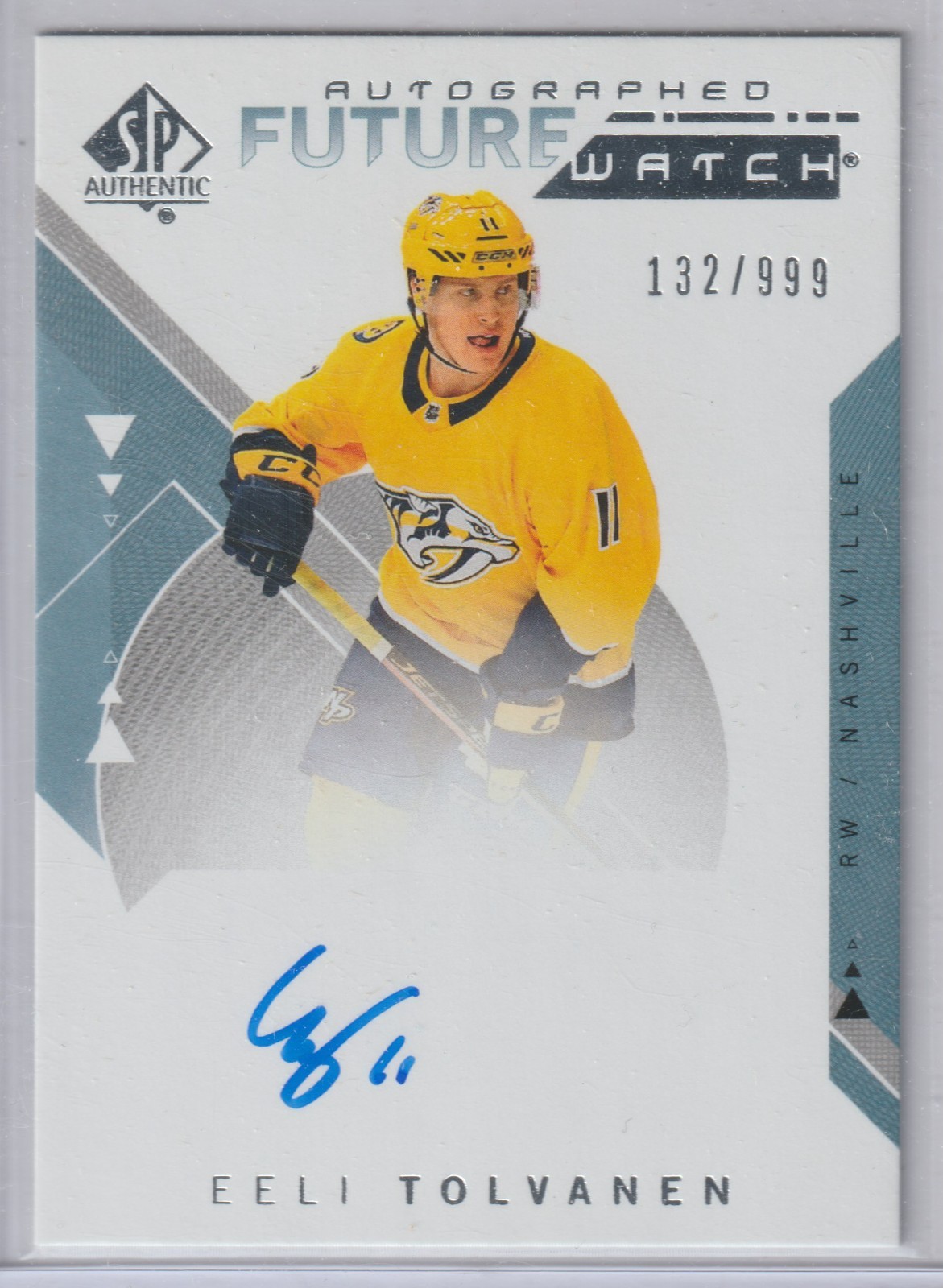 18-19 EELI TOLVANEN RC AUTO 132/999 SP AUTHENTIC FW ROOKIE AUTOGRAPH #165