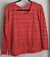 Splendid Striped Pullover Long Sleeve T-shirt Women S Coral USA Made Top