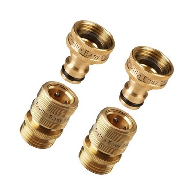 Gorilla Easy Connect Garden Hose Quick Connect Fittings ¾ Inch GHT Solid Br