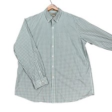 L.L. Bean Button Down Shirt Mens Large Green White Plaid Check Long Sleeve EUC