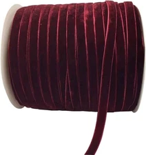 10 Yards Burgundy Velvet Ribbon Spool (Wine, 3/8") 3/8", Wine 