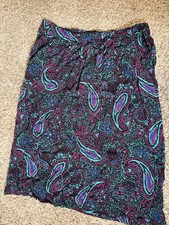 Vintage 90s Sag Harbor Paisley Midi Skirt Made in USA ILGWU Rayon Boho L